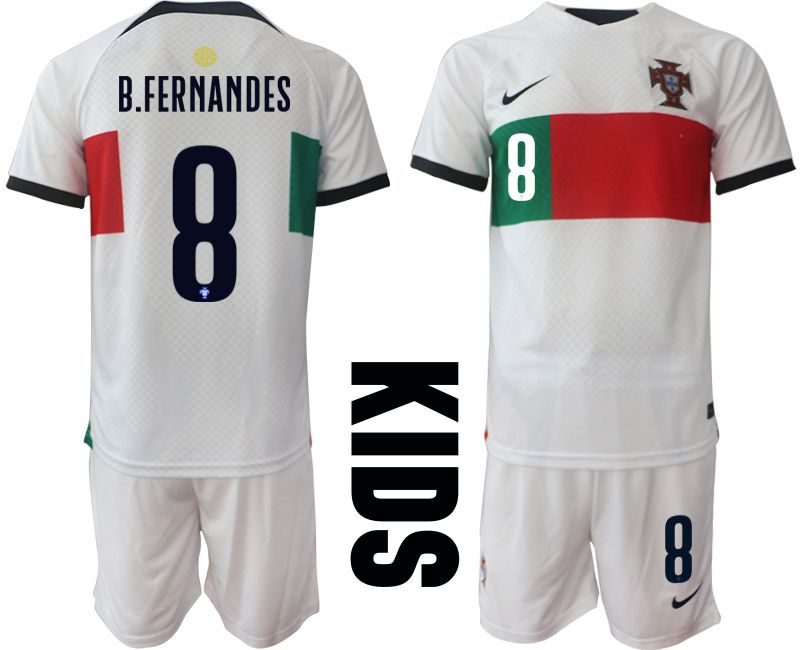 Youth 2022 World Cup National Team Portugal away white 8 Soccer Jersey